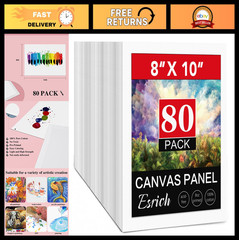 80 Pack 8×10 Blank Primed Canvas Boards for Oil, Acrylic, Watercolor Painting