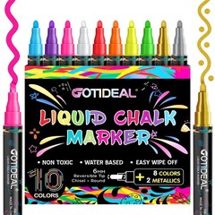 Chalk Markers,10 Colors Liquid Chalk Markers for Blackboard,Erasable Chalk Bo…