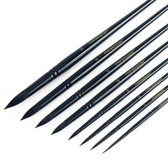 Transon 8pcs Round Watercolor Paint Brush Set Goat Hair for Large, Black