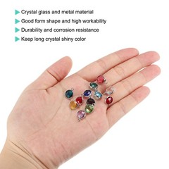 Crystal Birthstone Charm 9mm Dia October Pendant Drop Beads Pink 10Pcs