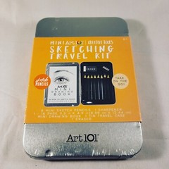 Art 101 Mini Sketching Travel Kit – 8 Pencils , Sharpener, & Book – New