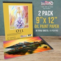 9″ x 12″ Heavy-Weight Oil Painting Paper Pad 90lbs (190gsm) 15-Sheets – 2 Pads