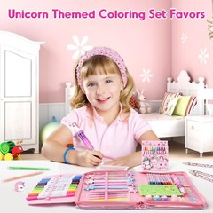 65pcs Unicorn Pink Art Drawing Kit, Drawing Stuff Kit Markers Birthday Gift