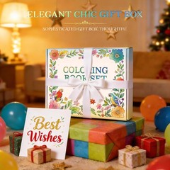 Adult Coloring Book Set Women Relaxation Gifts with 24 Colors Markers for Bir…