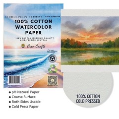 100% Cotton Watercolor Paper 8×5 Inch A5 Cold Pressed 36 PCS Sheets Premium