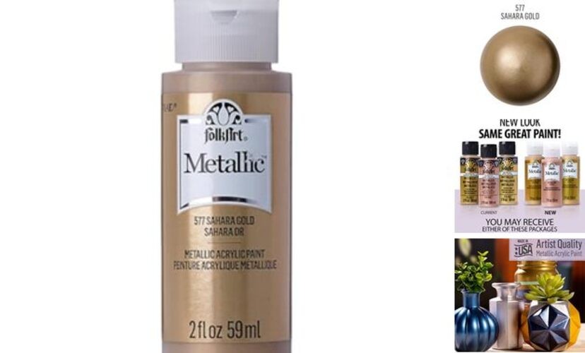 Metallic Acrylic Paint in Assorted Colors (2 2 Fl Oz (Pack of 1) Sahara Gold