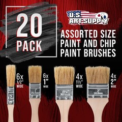 US Art Supply Chip Brushes Paint Adhesives Touchups 20pc – 0.5″, 1″, 1 1/2″, 2″