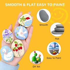 Simetufy 60pcs River Rocks for Painting Flat Smooth 1.2-3.5in, Multicolor