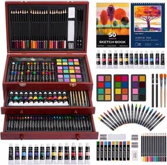 Color More Art Supplies, 175Pk Deluxe Art Set Drawing Painting Kit W/ 2 Draw Pad