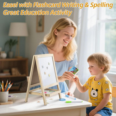 Tabletop Painting Wooden Art Easel for Kids – 4-in-1 Double-Sided Drawing Board