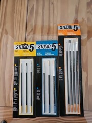 Lot 4 Studio 5 Artist Craft Brushes 2 Sets 3 Flat & 2 Sets 3 Round Bristle Hobby