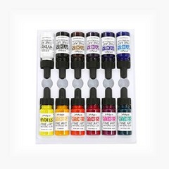 Watercolor Paint Set 12 Bottles 0.5 Oz Liquid Droppers Mixing Palette Fine Art