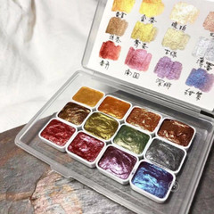 12colors Mineral Pearlescent Watercolor Pigment Chinese Painting Thangka Pigment