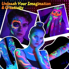 Toodler UV Neon Face Paint Markers 12 Colors, Glow in the Dark Multicolor