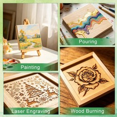 6×6 Inch Wood Panels 4 Pack Unfinished Square Wooden Art Canvas Boards for DIY