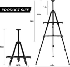 HeavyDuty Folding Metal Art Easel 66 Inch Adjustable for Painting Display