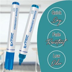 EXTRIC Permanent Markers Black Chisel Tip 12 Pack Quick Dry Ink Multi-Surface