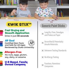 Kwik Stix Solid Tempera Paint Sticks, 144 1 Count (Pack of 144), Multicolor