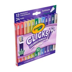 Crayola 12ct CLICKS Mechanical Colored Pencils -Neon,Art School Supplies,Ages 6+