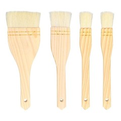 4 Pcs Flat Hake Brushes 2x 1 Inch＋1x 2 Inch and 1x 3 Inch, Multicolor