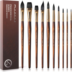 Watercolor Brushes Professional, 10Pcs Synthetic Squirrel Hair Water Color Pain