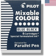 Parallel Mixable Color Ink Refills for Calligraphy Pens, Blue Black, 6-Pack 7…