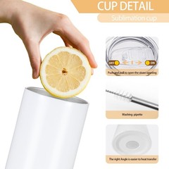 16 Pack Sublimation Tumblers Edge Blanks Skinny Straight Bulk 20 oz, Stainles…