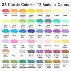 Dual Tip Acrylic Paint Pens, 48 Colours Fine & Brush Paint Marker