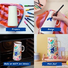 4200 Porcelain Brush Pen Set 6 Colors Cool Tones Ceramic Painting Supplies