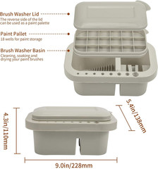 Paint Brush Cleaner Holder Organizer Palette Cup Acrylic Watercolor Basin Grey