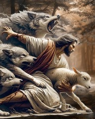 KYOQFVN Jesus and Wolf Paint by Numbers for Adults – 16×20 inches, MT21901-US