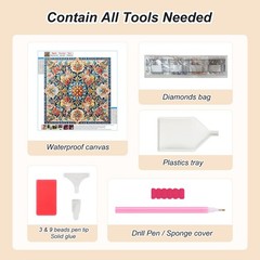 Aicomeon Mandala Diamond Art Kits for 12 inches x 12 inches, Multicolored