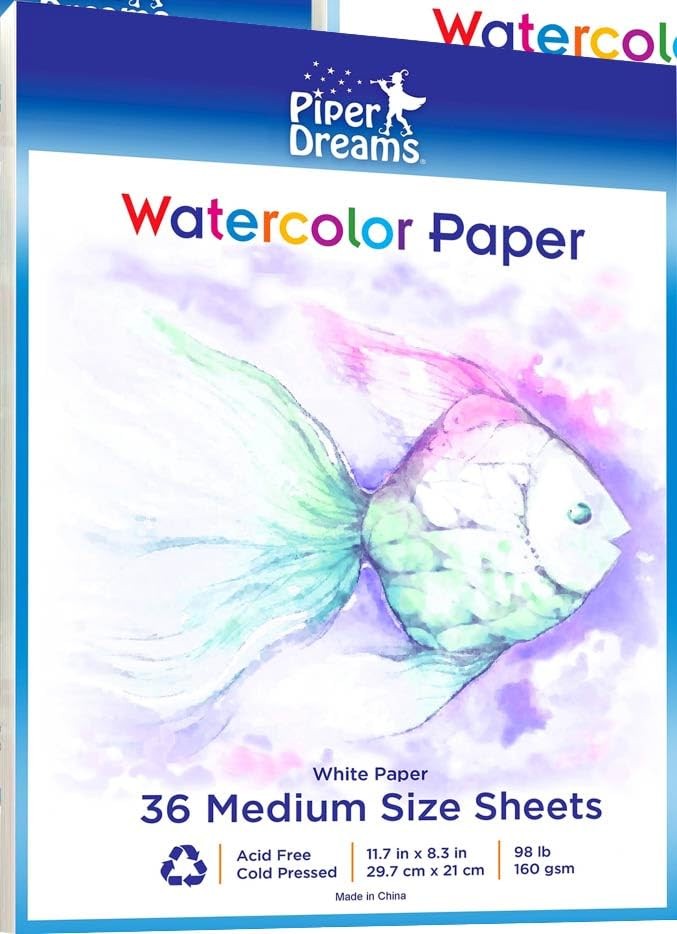 Watercolor Paper 36 Sheets 11.7 x 8.3 inch 98lb White Loose Sheets for Art