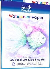Watercolor Paper 36 Sheets 11.7 x 8.3 inch 98lb White Loose Sheets for Art