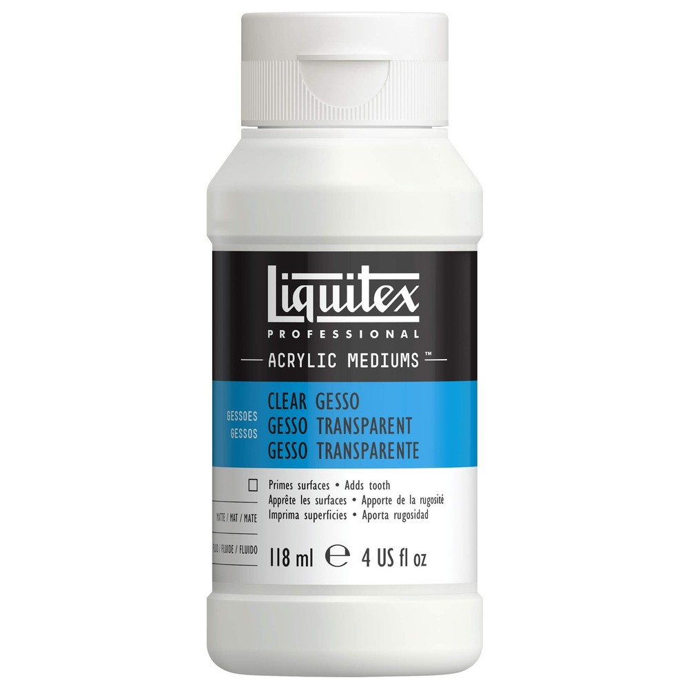 Clear Gesso Surface Prep Medium Acrylic Primer for Canvas Painting 4 oz