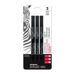 Zebra Zensations Calligraphy Pens #03103, 0.1-0.2-0.3mm Tips, Black Ink, 3 Pack