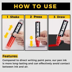 SELEAD Jumbo Tire Marker White Red – 4 Pack 15mm Wide Tip Paint Pens for Car …