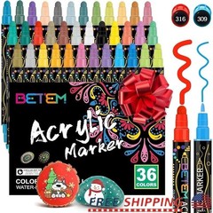 Dual Tip Acrylic Paint Pens 36 Vibrant Colors Cotton Nibs DIY Crafting New