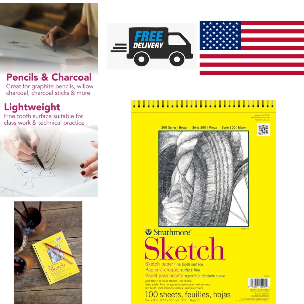 Sketching Pad 9×12 Inches for Graphite and Charcoal 100 Micro Perforated Sheets