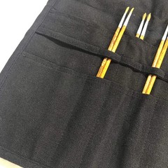 30 Pockets Artist Paint Brush Holder, Canvas Roll Up Case Bag & Storage Black