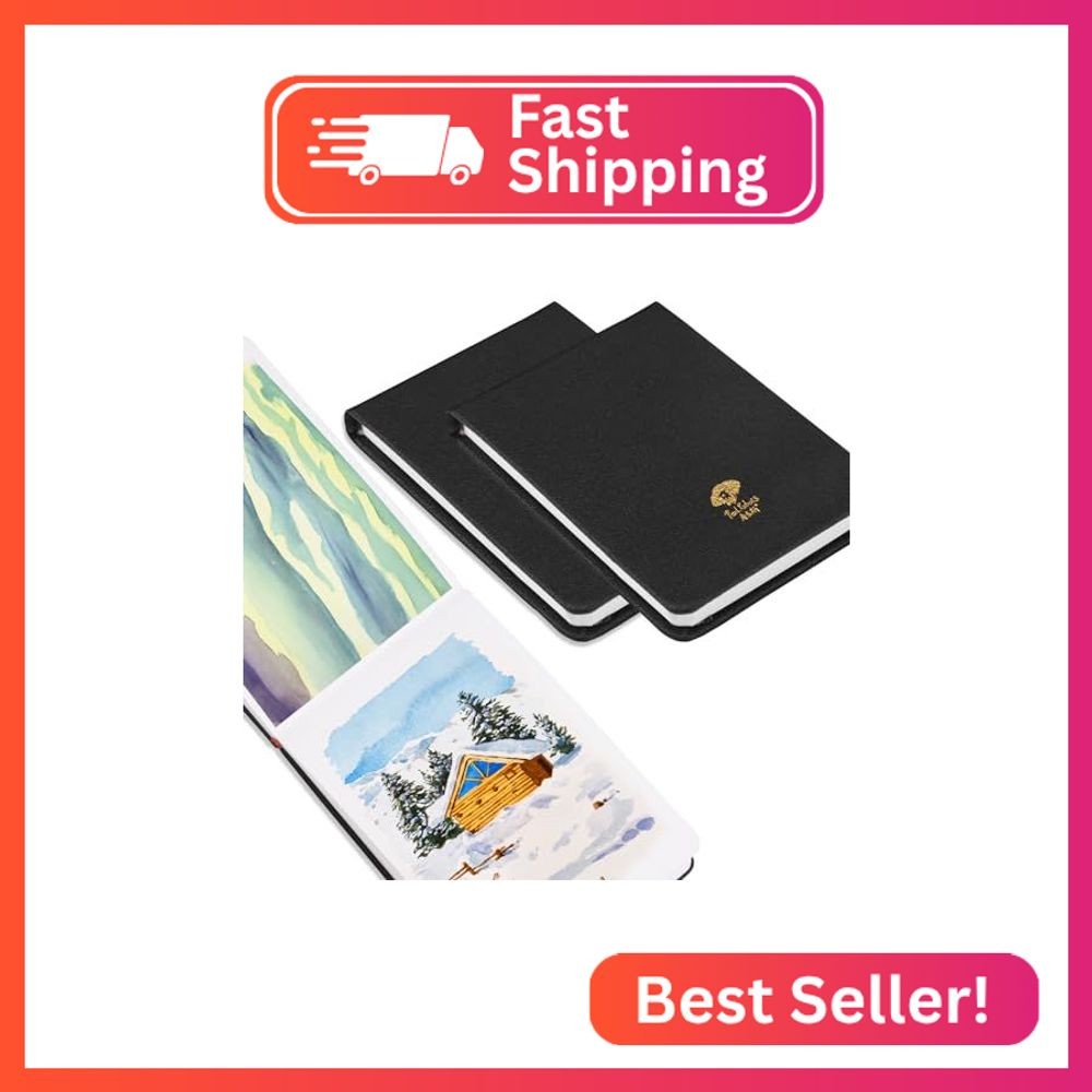 Paul Rubens 2 Pack Watercolor Paper, 100% Cotton Hot Press Watercolor Journal 3.