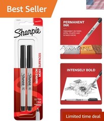 Black Ultra Fine Point Permanent Markers – 2 Count, Waterproof & Fade Resistant