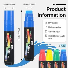 (2 Box 8 Pcs) 4 Jumbo Markers – Red, Yellow, Green, Blue – for Rock, Wood, Glass