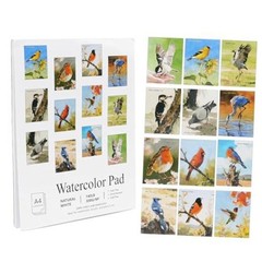 RGBMIX 12 Sheets Bird Watercolor Paper Book 9×12” Watercoloring Paper