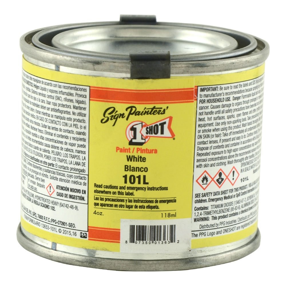 One Shot 101-L 4 Ounce Lettering Enamel Paint Professional Grade White