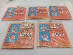 VTG 5x Universal Safety Vest High Visibility One Size Fits Most Flame Orange