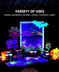Fluorescent Glow in the Dark Paint Set – 60ml / 2oz Neon Glow Acrylic Paint