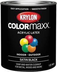 COLORmaxx Satin Black Brush-On Paint, 32 Fl Oz – Versatile Indoor/Outdoor Use
