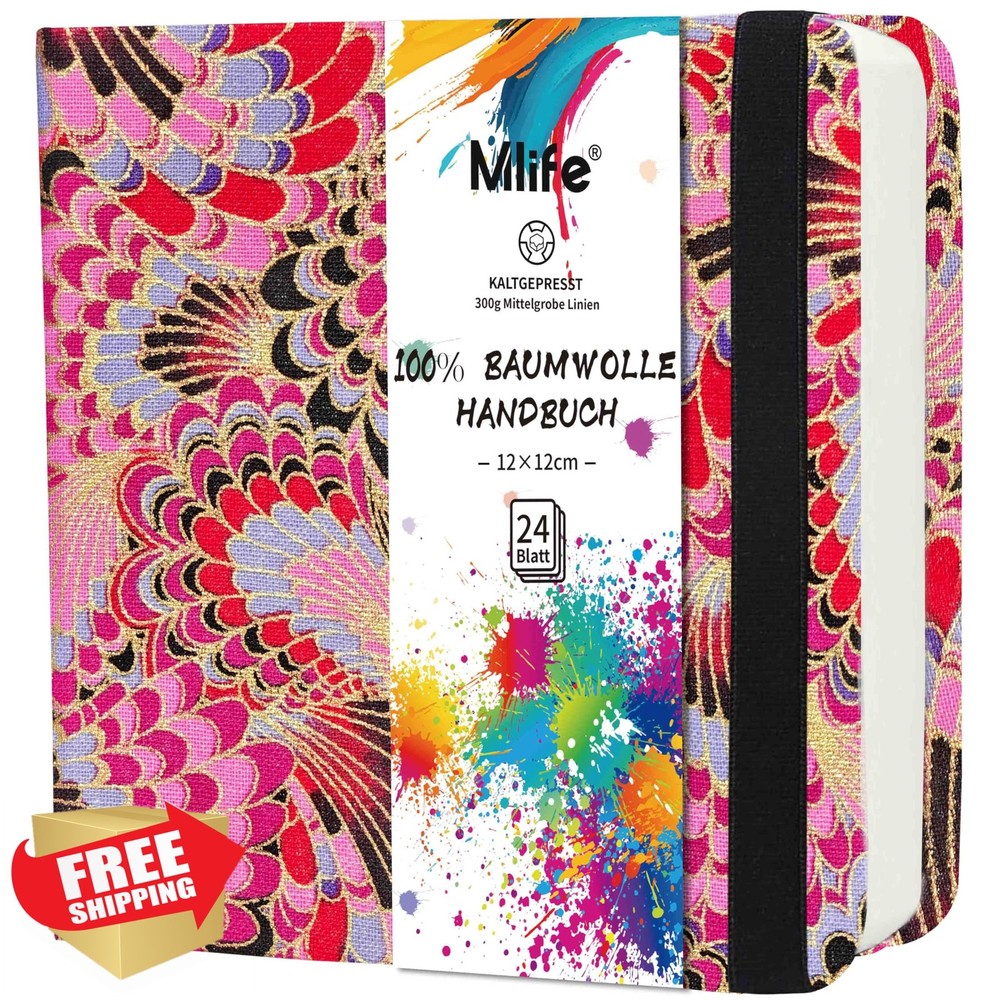 Mlife Watercolor Sketchbook 4.7×4.7 Red Feather