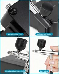 Airbrush Kit Compressor 50PSI 3 Nozzles Modeling Art Nails Makeup Cake Decor